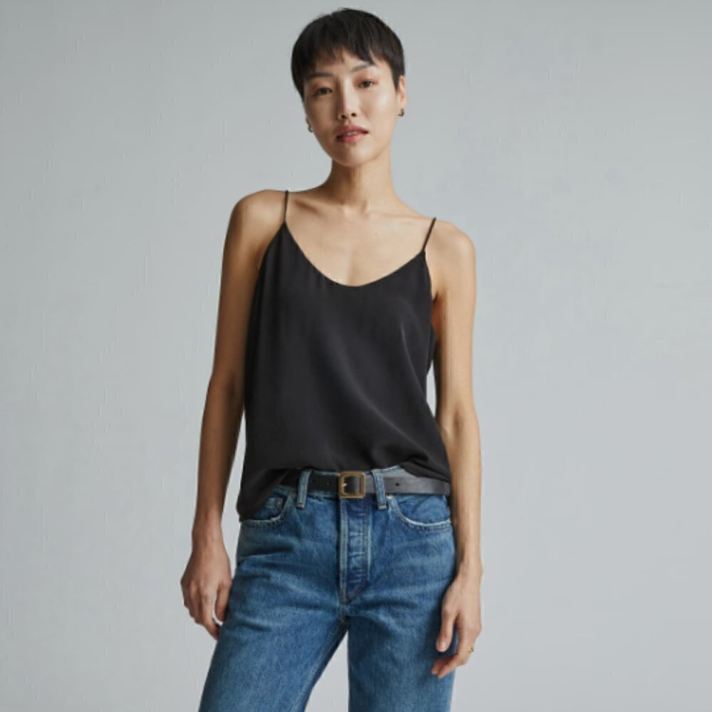 Everlane The Clean Silk‎ Black Cami Tank Top 2